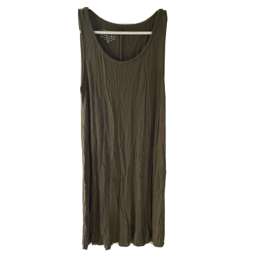 Simply Styled By Sears Womens Sz Med Shift Dress Olive Green Knee Length Summer